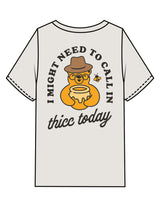 The Mens Heavyweight Tee - Washed Bone - Try Smile Collective - Left Chest & Back Bear - Printed - Full Color