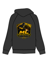 The Mens Hoodie - Washed Black - ML Contracting LLC - Left Chest Flag & Back Image - Printed - Full Color