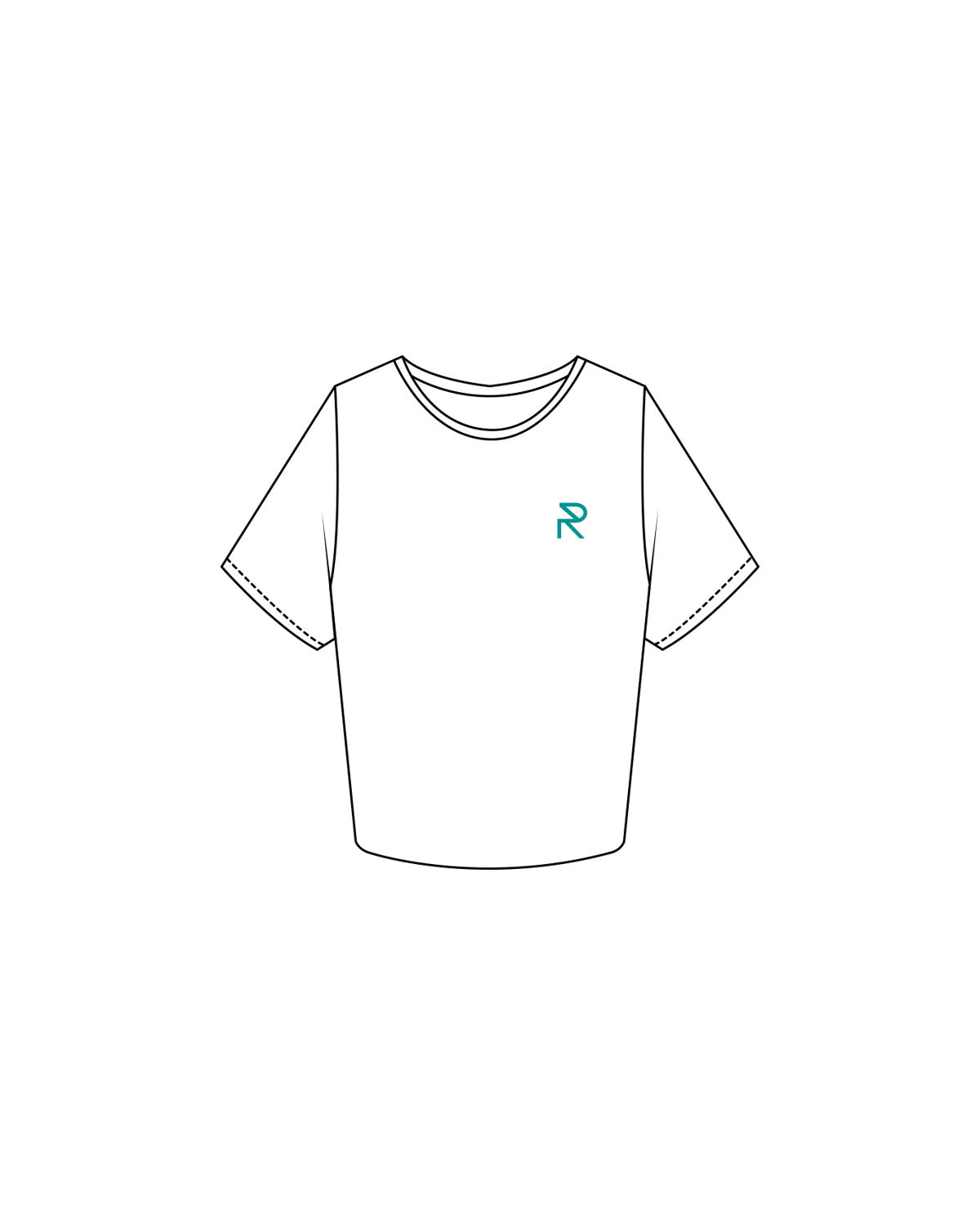 The Crop Tee - White - Reform Studios- Left Chess & Back Vertical - Printed - Teal