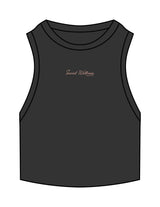 The Ribbed Crop Tank - Washed Black - SWS - Center Chest - Embroidered - Mauve
