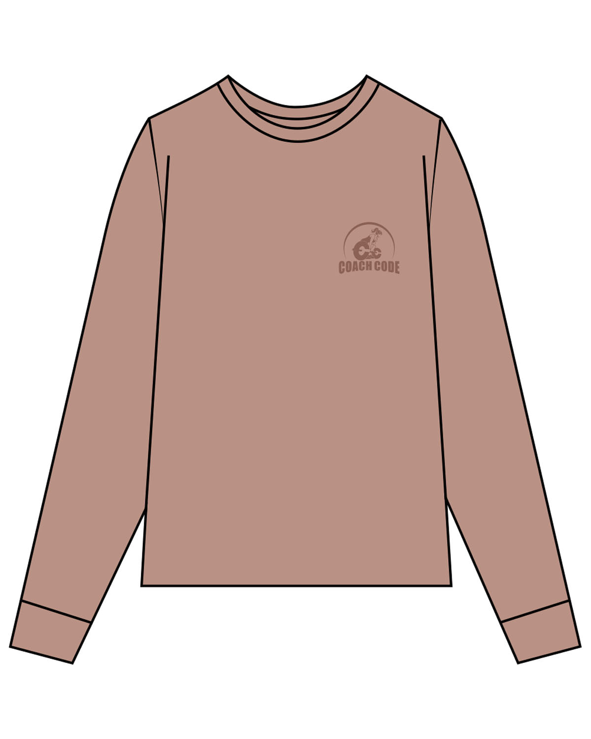 The Womens Oversized Long Sleeve - Clay - Coach Code - Left Chest - Icon - Printed - Tone on Tone