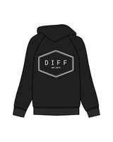 THE WOMENS ZIP HOODIE - Black - DiffEyewear - Left Chest "DIFF" & Back EST Logo - Printed - White
