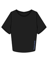 The Crop Tee - Black - Drench - Front Lower Left - Printed - Periwinkle