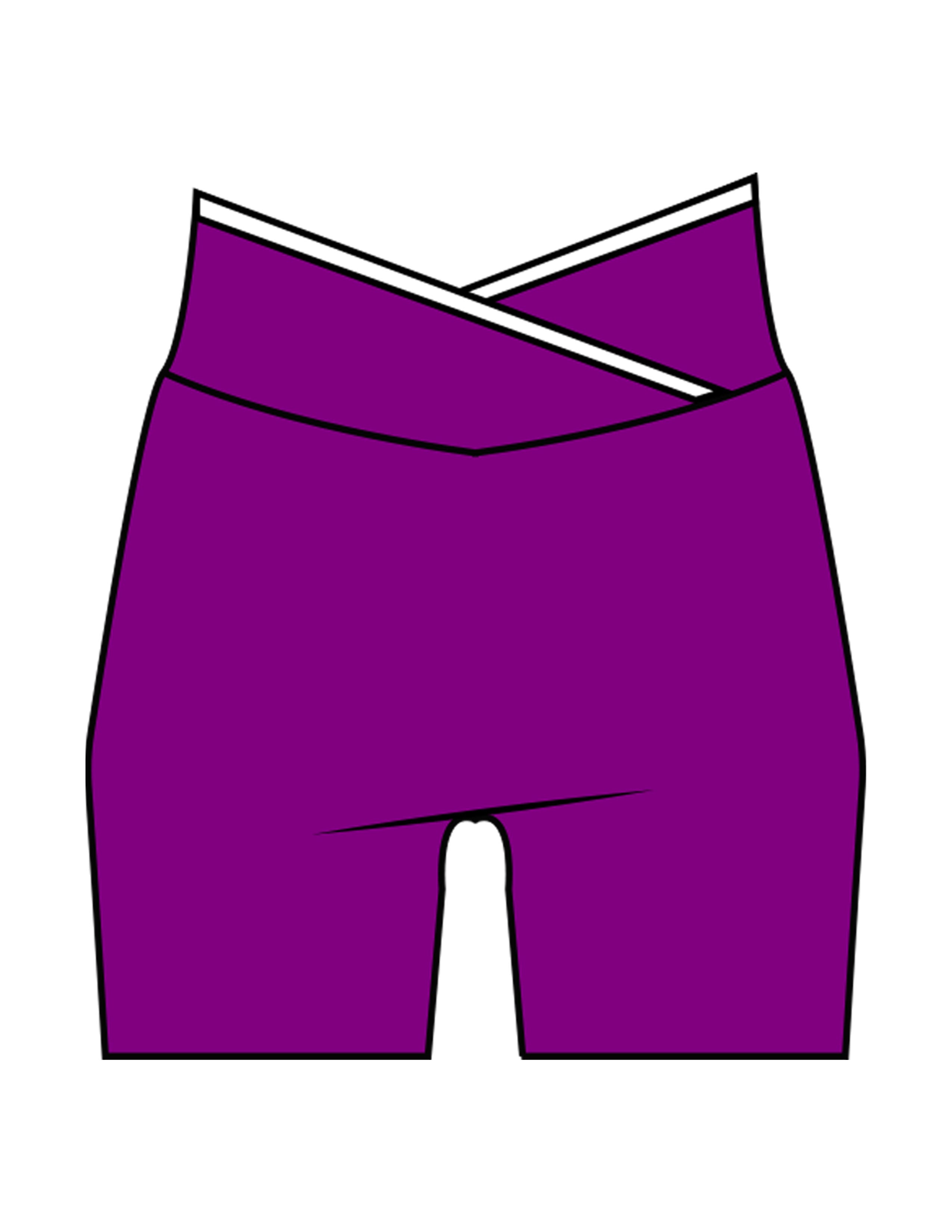 The Piped Crossover Short - Light Purple - The Refinery Fitness Studio - Center Back - Printed - White