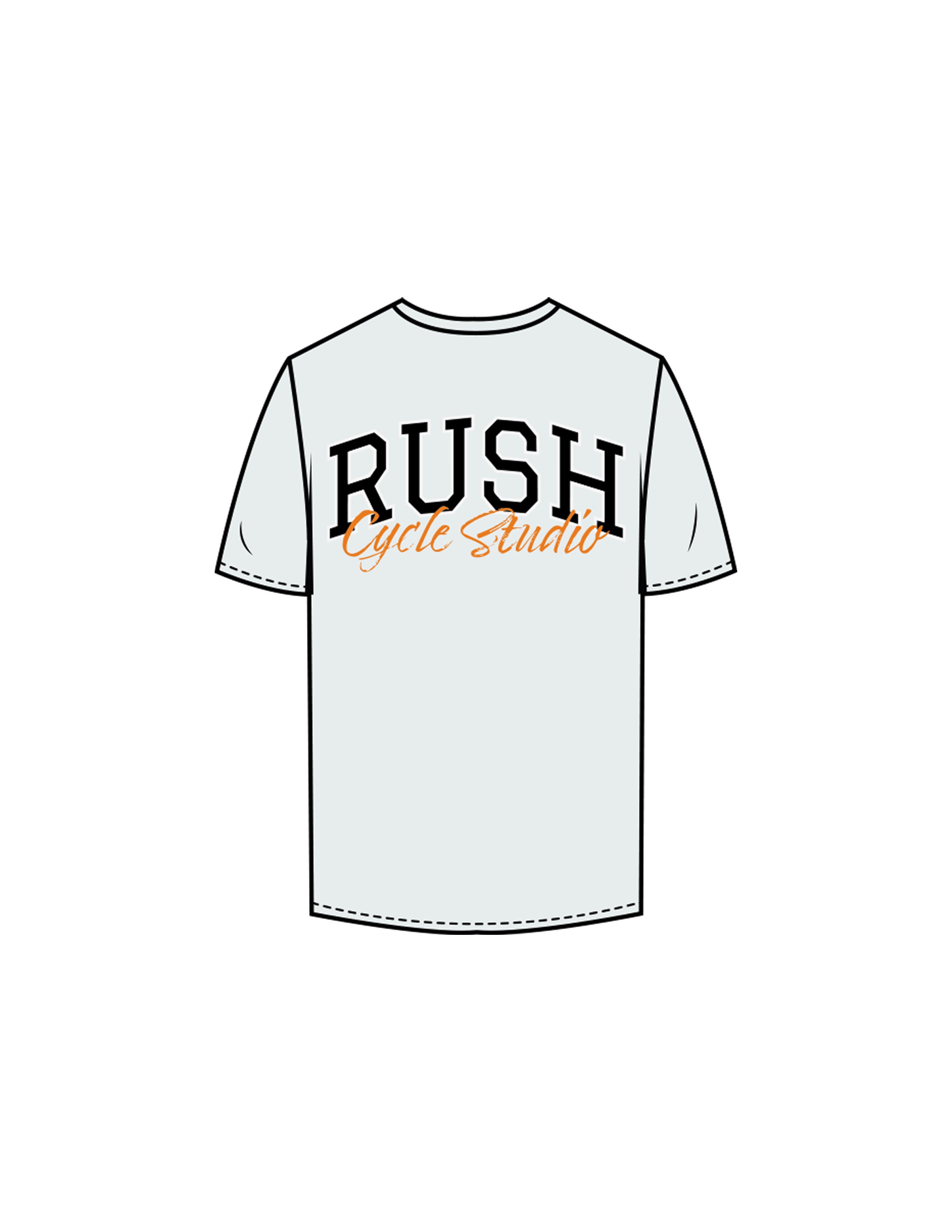 The Mens Tee - Seafoam - Rush Cycle Studio - Back Stacked - Printed - Full Color