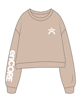 The Studio Crop - Taupe - enCore Pilates - Left Chest & Right Sleeve - Printed - White