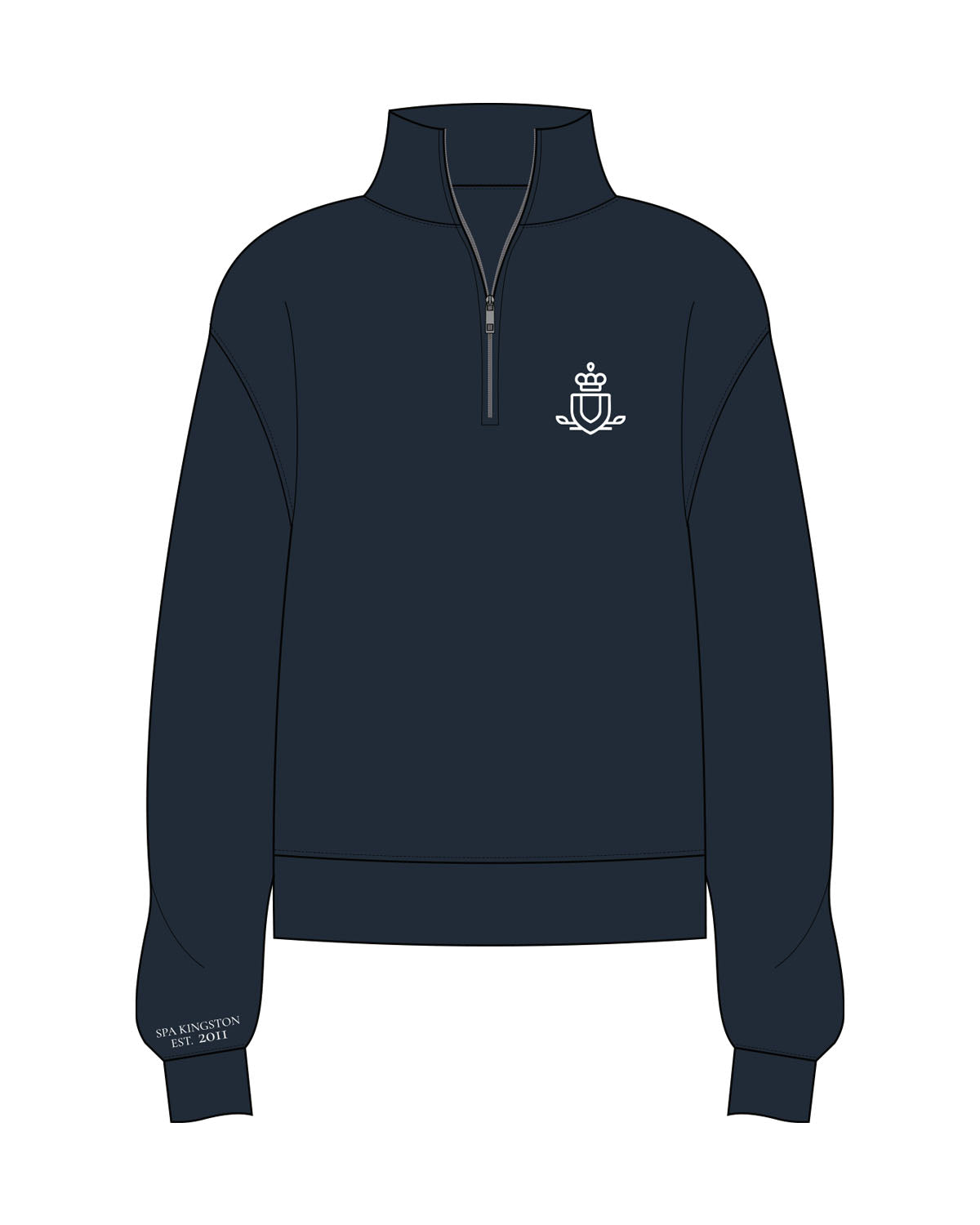 The Womens 1/4 Zip - Navy - Spa Kingston - Left Chest - Printed - White