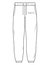 The Cargo Jogger - White - Movement Pilates Buffalo - Left Leg Stacked - Printed - Black