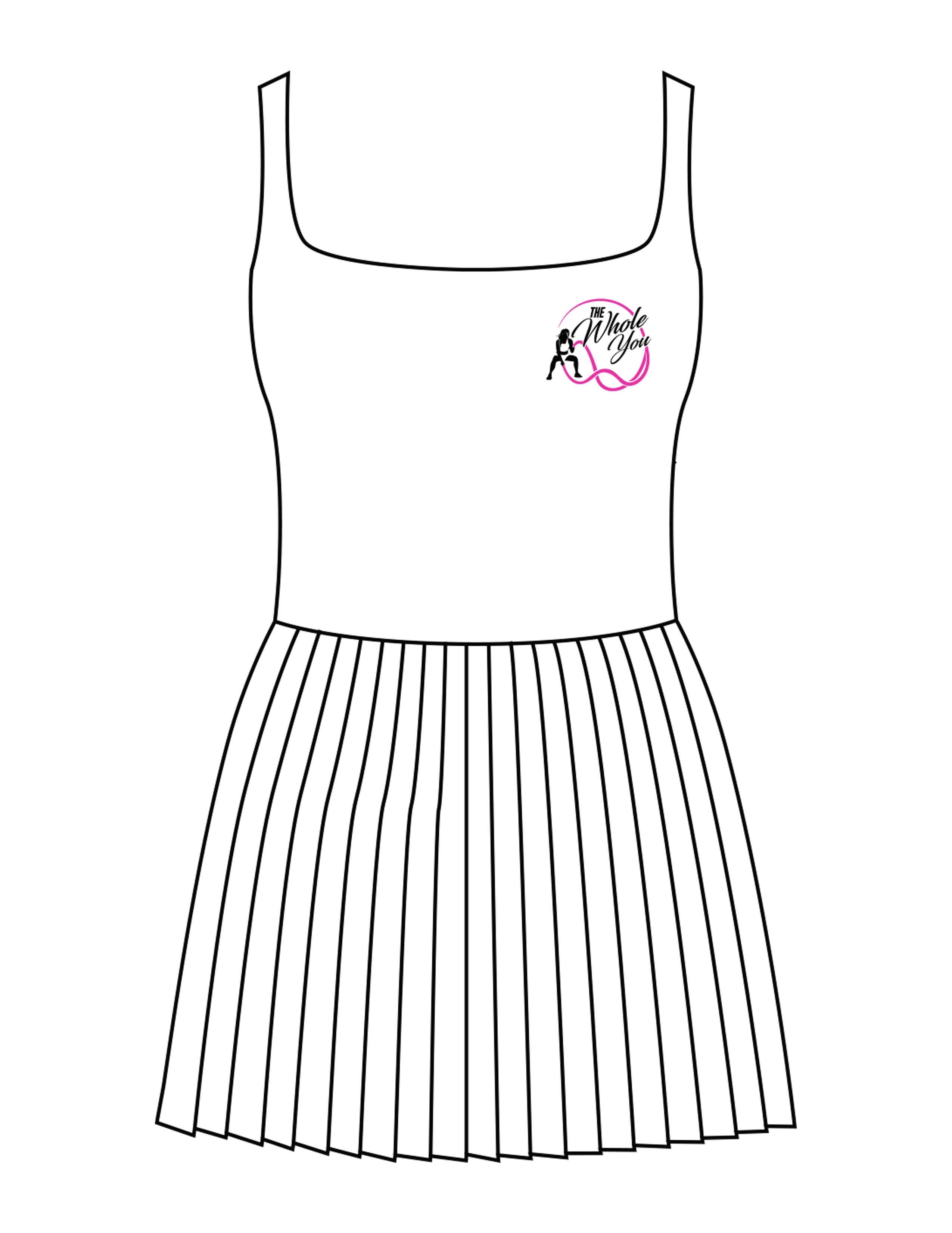 The Scoop Back Dress - White - The Whole You Wellness - Left Chest - Printed - Full Color