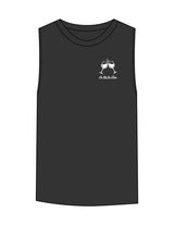 The Womens Heavyweight Tank - Washed Black - Powerhouse Fitness - Left Chest & Back Stacked "Pilates" - Printed - White