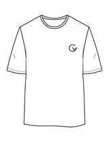 The Womens Oversized Tee - White - Movement With Chels - Left Chest - Printed - Dark Blue