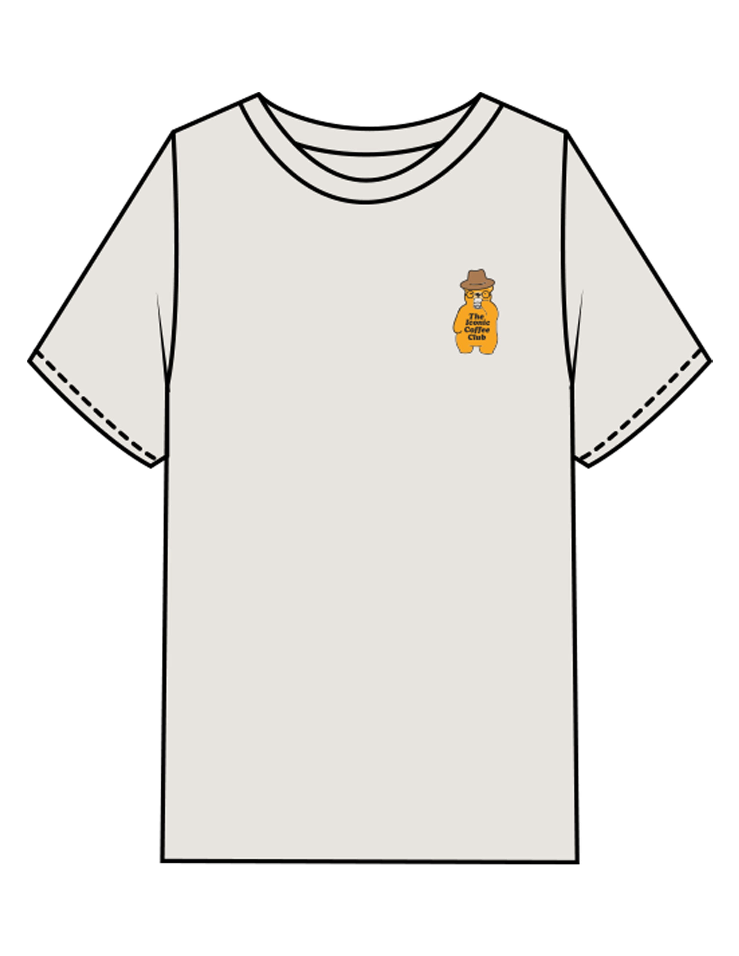 The Mens Heavyweight Tee - Washed Bone - Try Smile Collective - Left Chest & Back Bear - Printed - Full Color