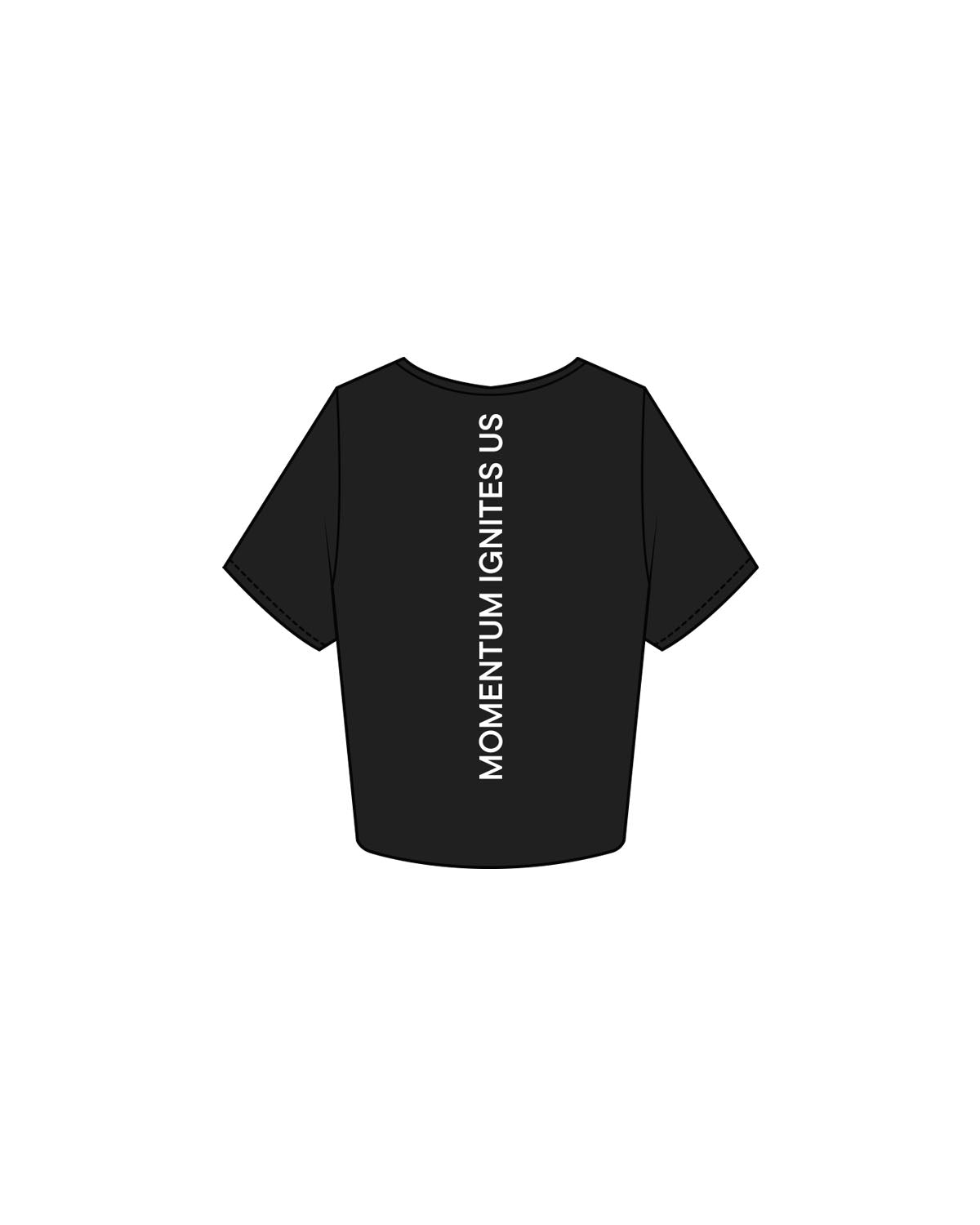 The Crop Tee - Black - Reform Studios - Left Chest & Back Vertical - Printed - White