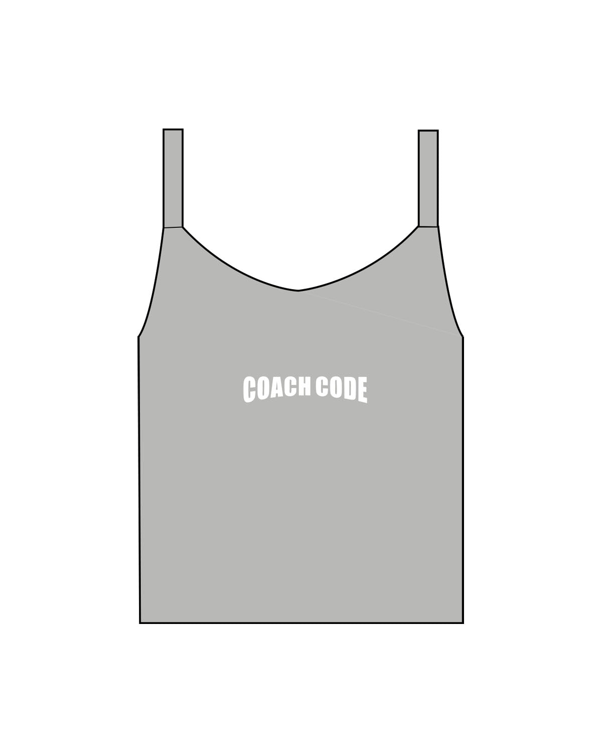 The Micro Rib Strappy Crop Tank - Heather - Coach Code - Back Center - "Coach Code" - Printed - White