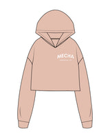 The Crop Terry Hoodie - Pale Pink - MECHA - Left Chest Stacked "Louisville" - White