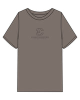 The Womens Heavyweight Tee - Grey Stone - Evolve Collective - Center Chest Stacked - Printed - Tone on Tone
