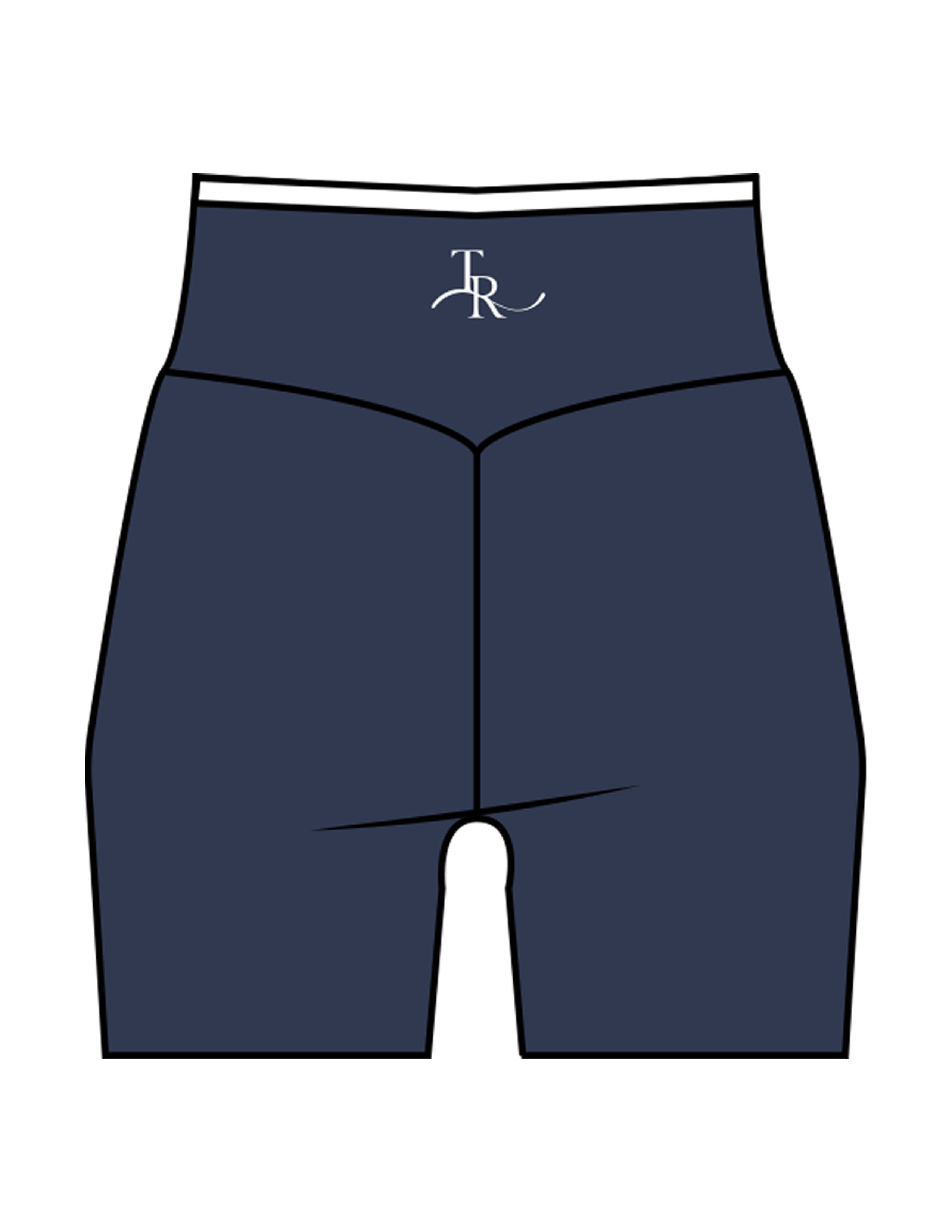The Piped Crossover Short - Navy - The Refinery Fitness Studio - Center Back - Printed - White