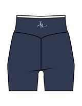 The Piped Crossover Short - Navy - The Refinery Fitness Studio - Center Back - Printed - White