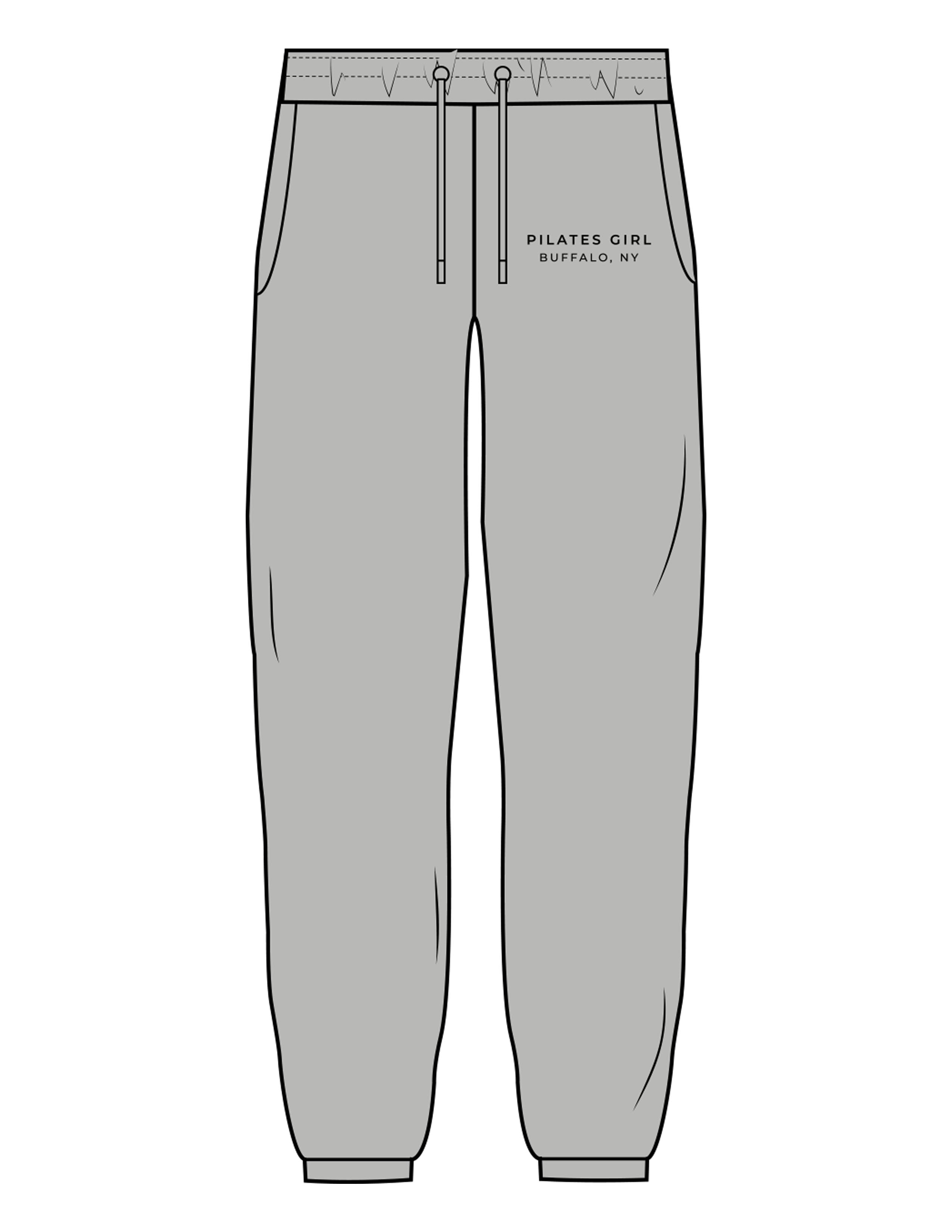 The Cargo Jogger - Heather - Movement Pilates Buffalo - Left Leg Stacked - Printed - Black