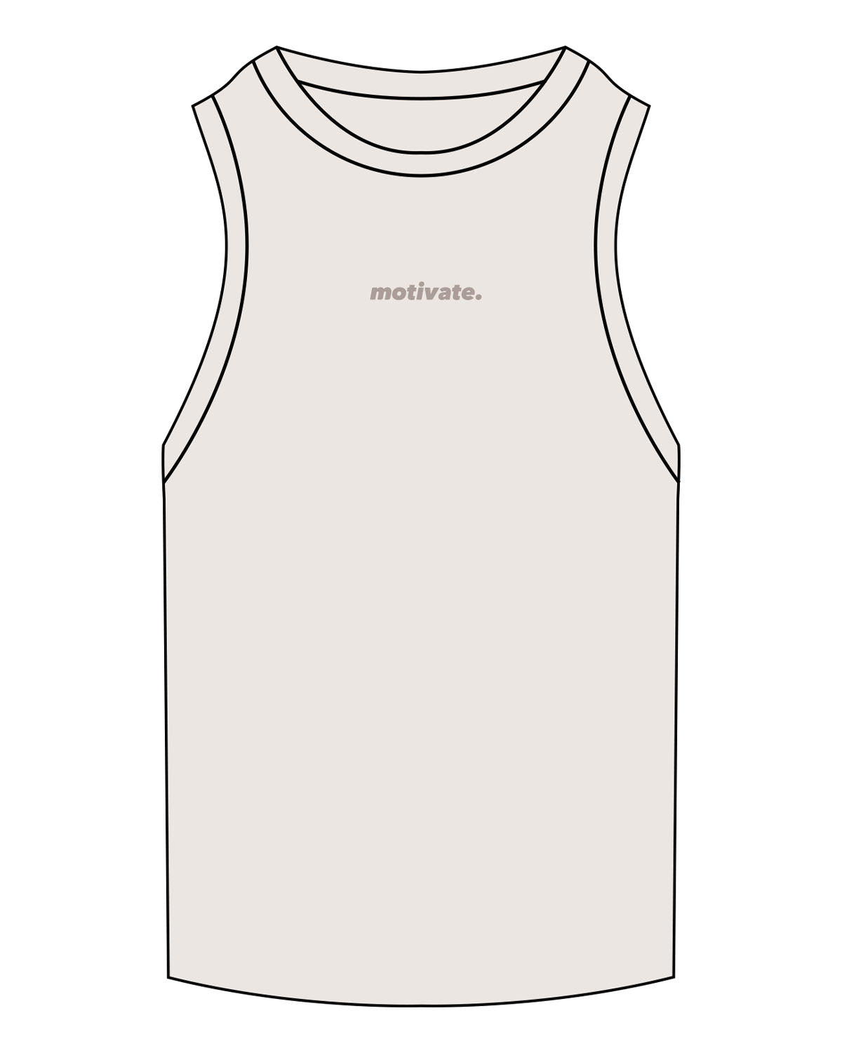 The Ribbed Full Length Tank - Bone - Motivate Movement - Center Chest - Embroidered - Tone on Tone