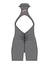 The High Neck Zip Jumpsuit - Grey - The Whole You Wellness - Back Neckline - Printed - Full Color