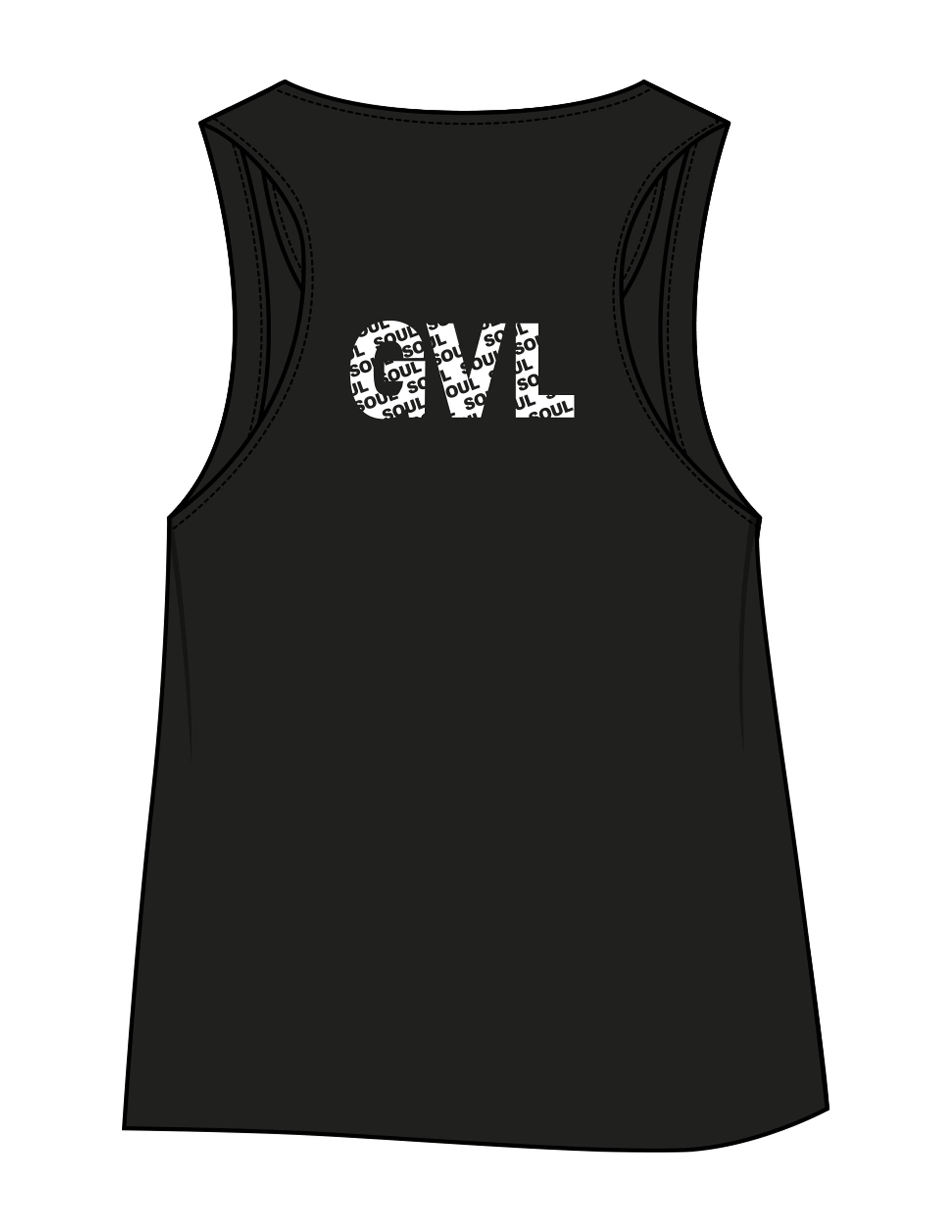 The Crop Tank - Black - SOUL YOGA - Center Back - Printed - White