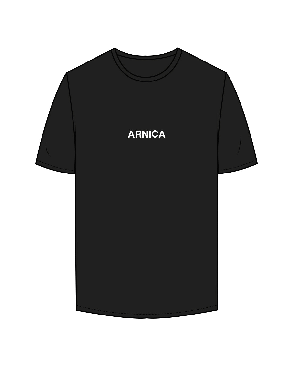 The Mens Tee - Black - Aesthetics Injector - Center Chest " ARNICA " - White