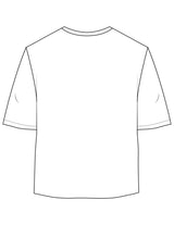 The Oversized Crop Tee - White - Movement With Chels - Center Chest Stacked - Printed - Dark Blue