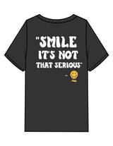 The Mens Heavyweight Tee - Washed Black - Try Smile Collective - Left Chest & Back Stacked "SMILE" - Printed - Full Color