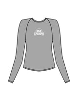 The Womens Sporty Long Sleeve - Grey - Gladden Gains - Center Chest - Printed - White