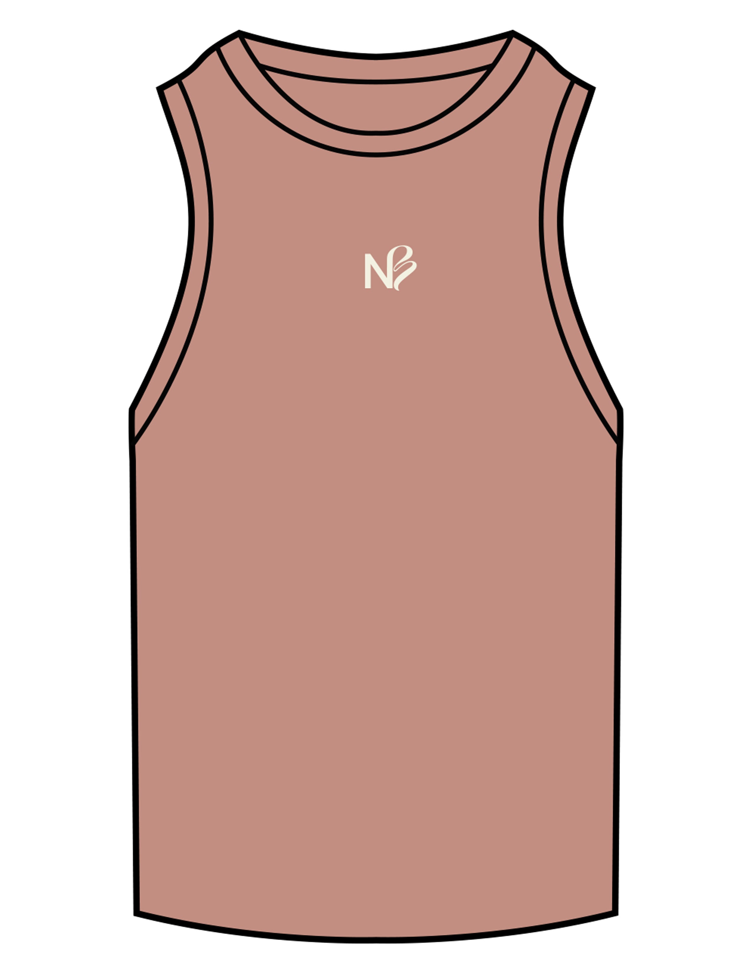 The Ribbed Full Length Tank - Clay - Neighborhood Barre - Center Chest "NB" - Embroidered - Warm White