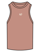 The Ribbed Full Length Tank - Clay - Neighborhood Barre - Center Chest "NB" - Embroidered - Warm White