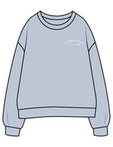 The Womens Crewneck - Powder - Golden Hour - Left Chest Stacked & Back Stacked - Printed - White