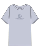 The Womens Heavyweight Tee - Washed Powder - Evolve Collective - Center Chest Stacked - Printed - Tone on Tone