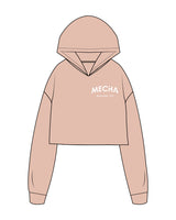 The Crop Terry Hoodie - Pale Pink - MECHA - Left Chest Stacked "Boulder" - White
