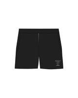The Womens Sweat Shorts - Black - Platinum Pilates - Left Leg - Printed - Full Color