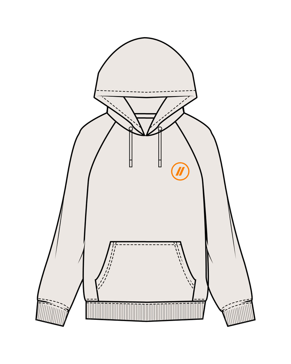 The Mens Heavyweight Hoodie - Bone - Blenders - Left Chest & Back "AUSTIN" - Printed - Full Color