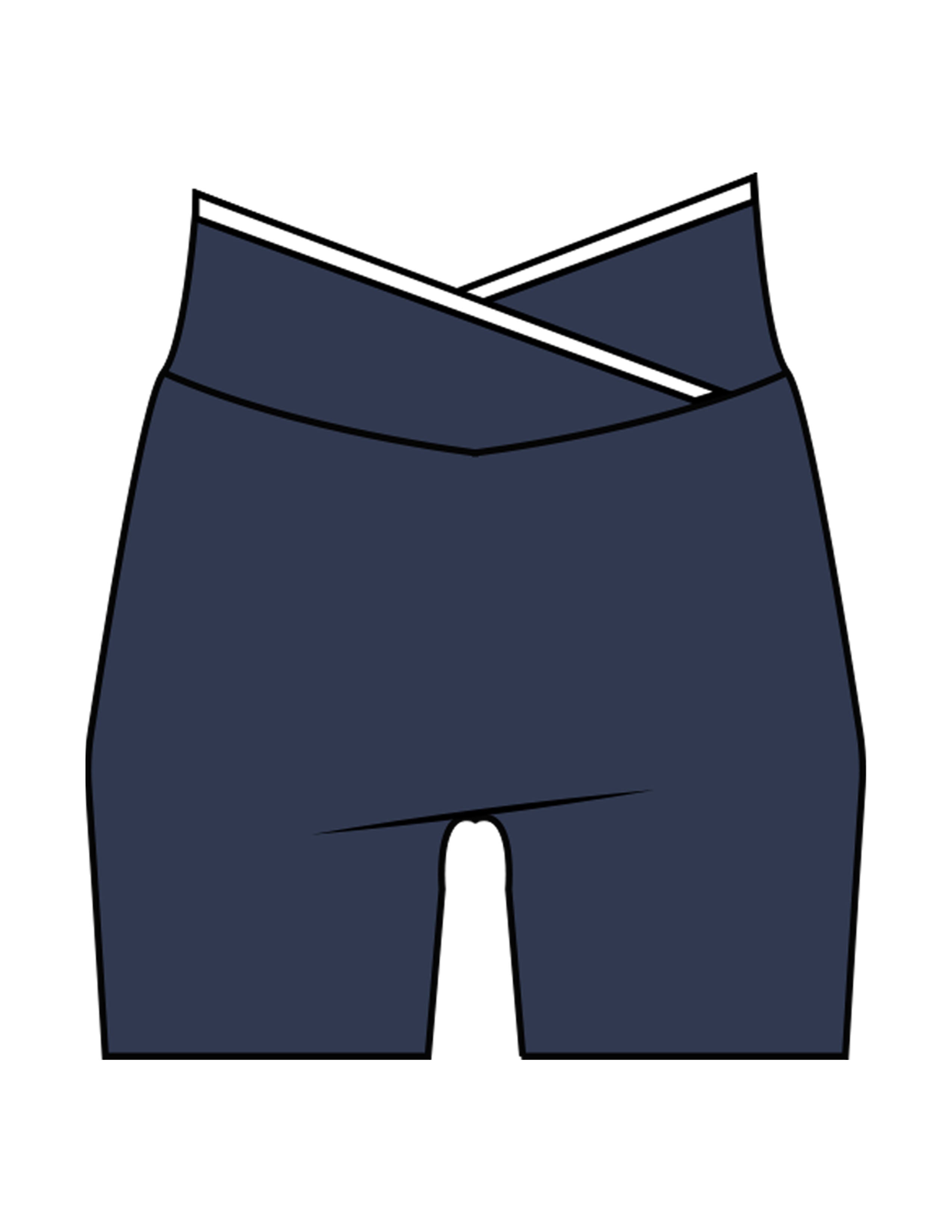 The Piped Crossover Short - Navy - The Refinery Fitness Studio - Center Back - Printed - White