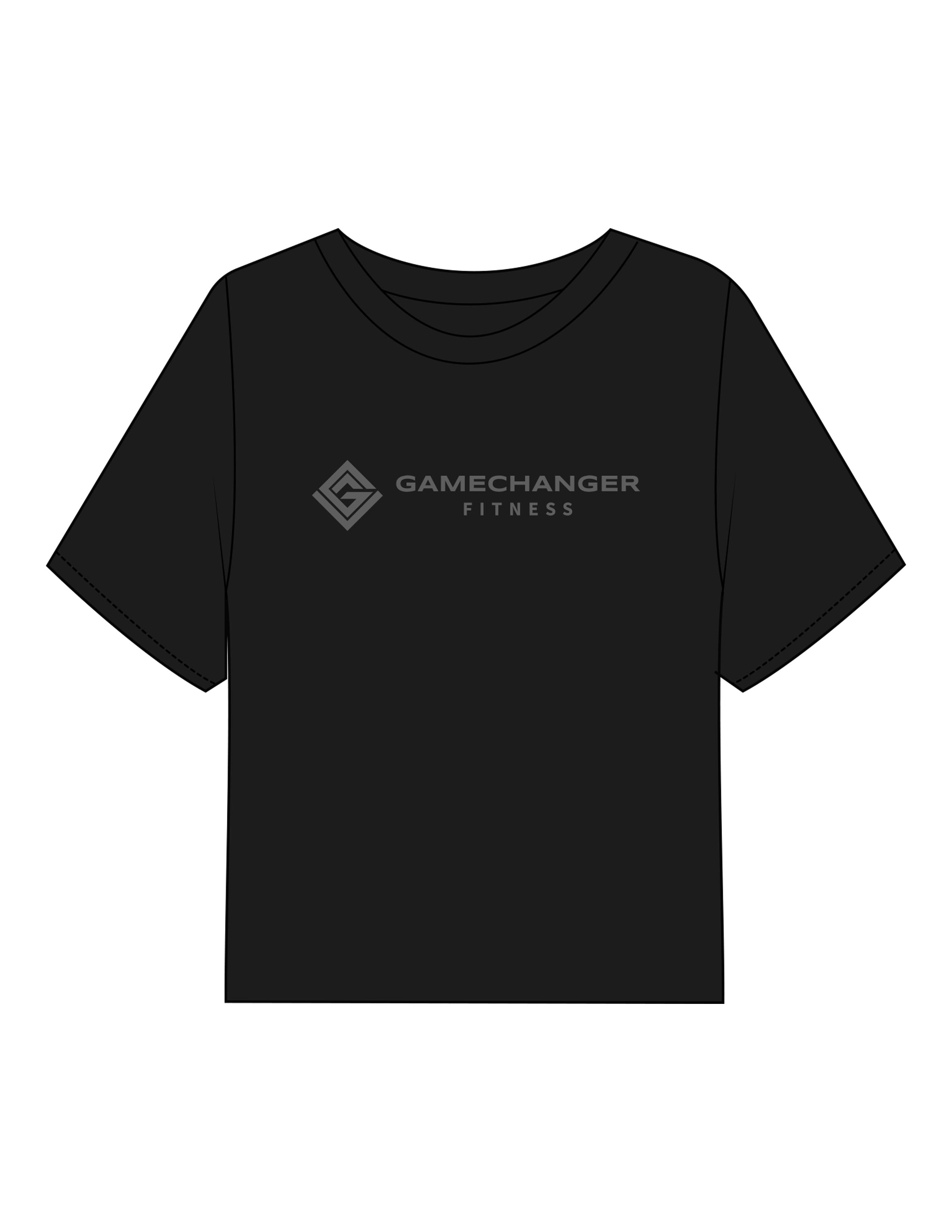 The Boxy Crop Tee - Black - Game Changer - Chest Stacked - Printed - Charcoal