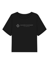 The Boxy Crop Tee - Black - Game Changer - Chest Stacked - Printed - Charcoal