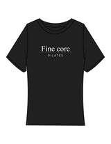 The Baby Tee - Black - Fine Core Pilates - Center Chest Stacked - Printed - White