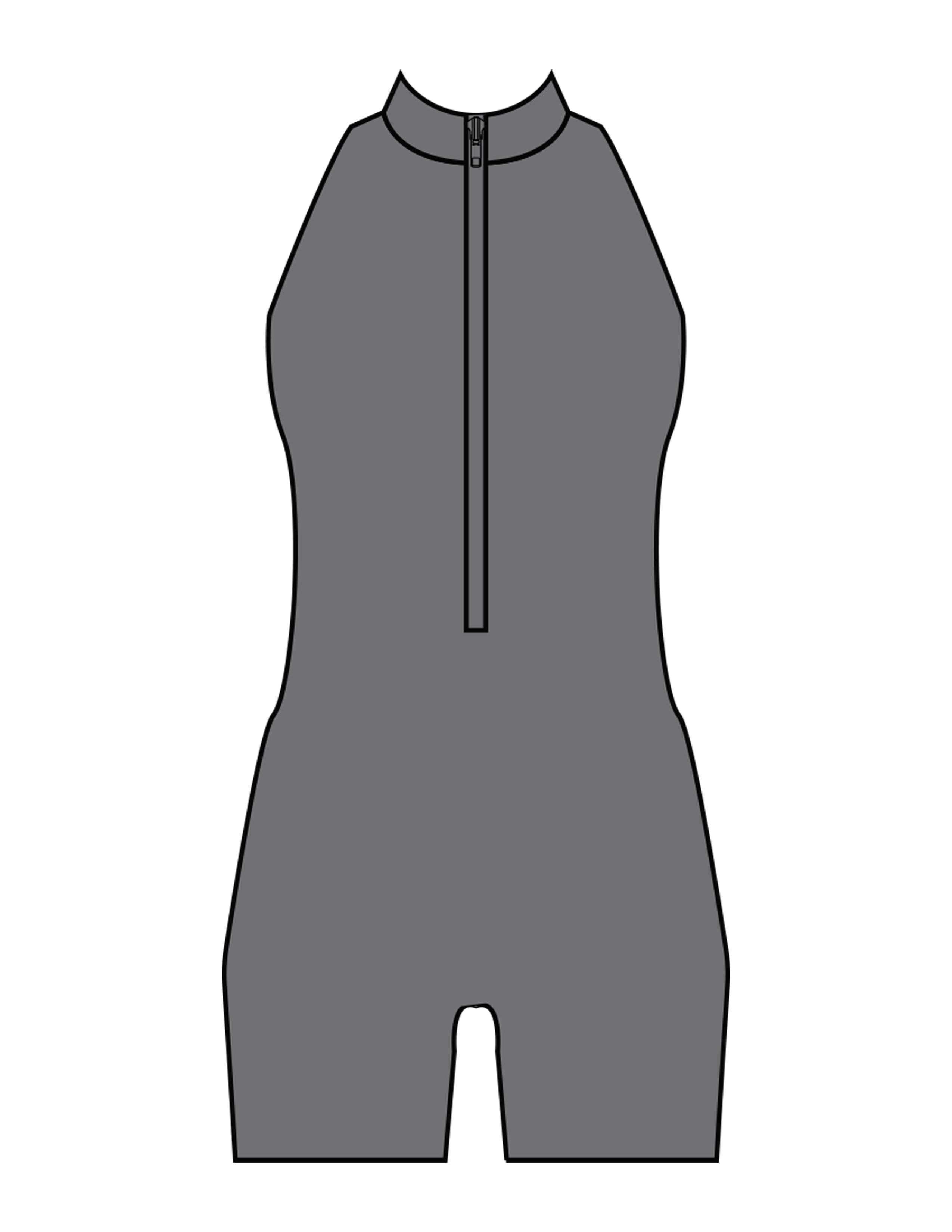 The High Neck Zip Jumpsuit - Grey - The Whole You Wellness - Back Neckline - Printed - Full Color