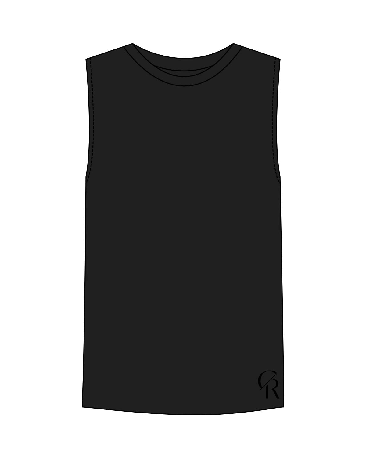 The Mens Tank - Black - Core Reform - Bottom Left Corner - Printed - Tone on Tone