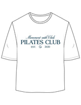 The Oversized Crop Tee - White - Movement With Chels - Center Chest Stacked - Printed - Dark Blue