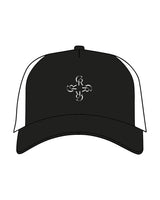 THE TRUCKER HAT - Black / White - CORE REFORM - Center Crown Logo - Embroidered -  White