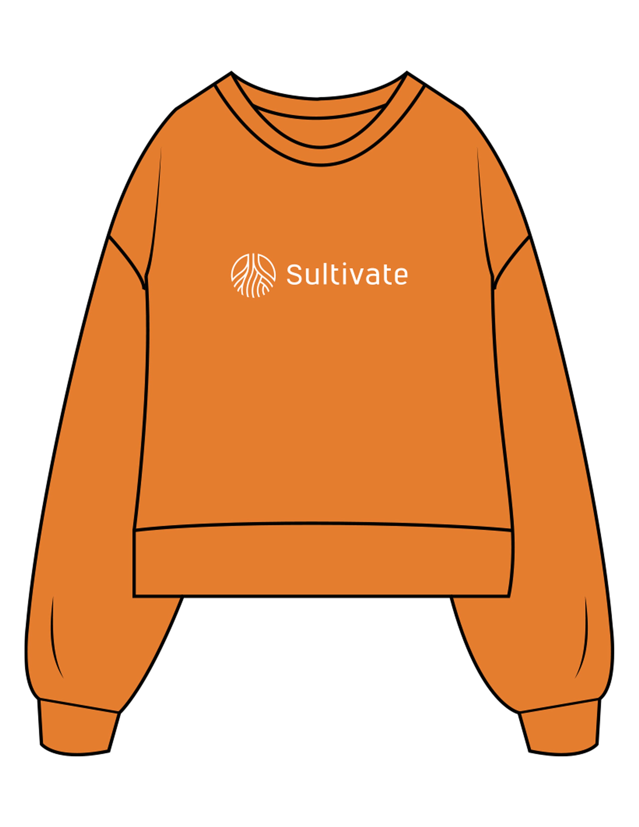 The Womens Heavyweight Crop - Autumn - Sultivate - Center Chest & Back Stacked - Printed - White