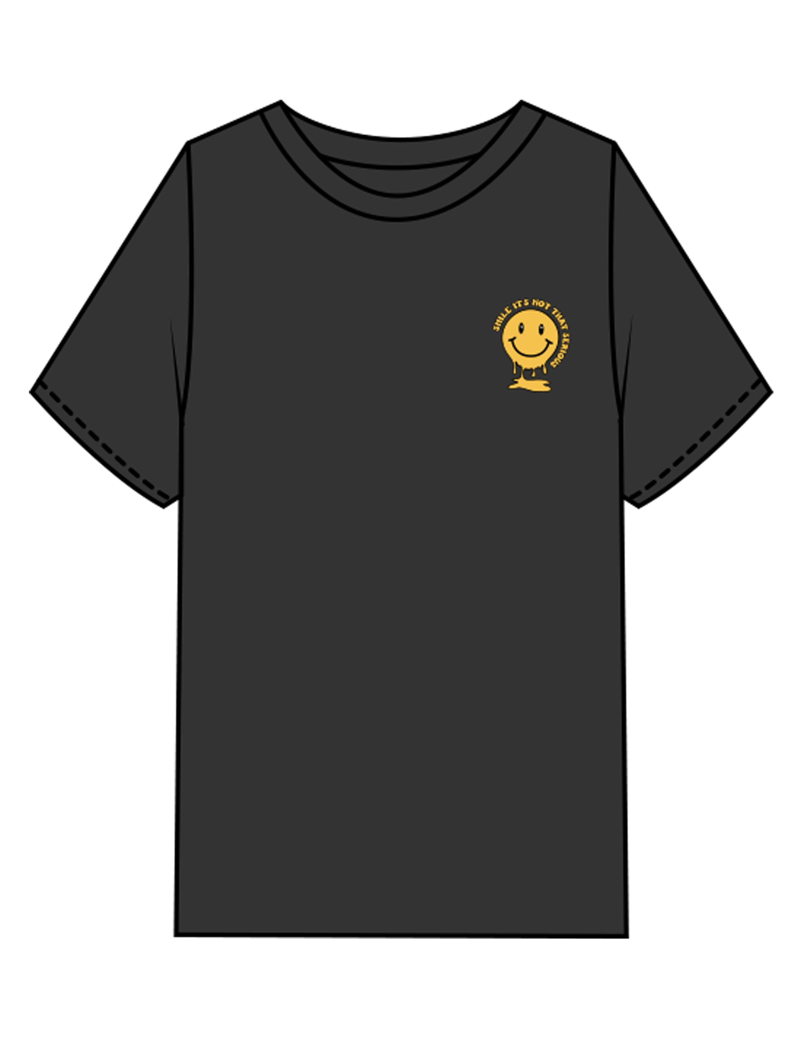 The Mens Heavyweight Tee - Washed Black - Try Smile Collective - Left Chest & Back Stacked "SMILE" - Printed - Full Color
