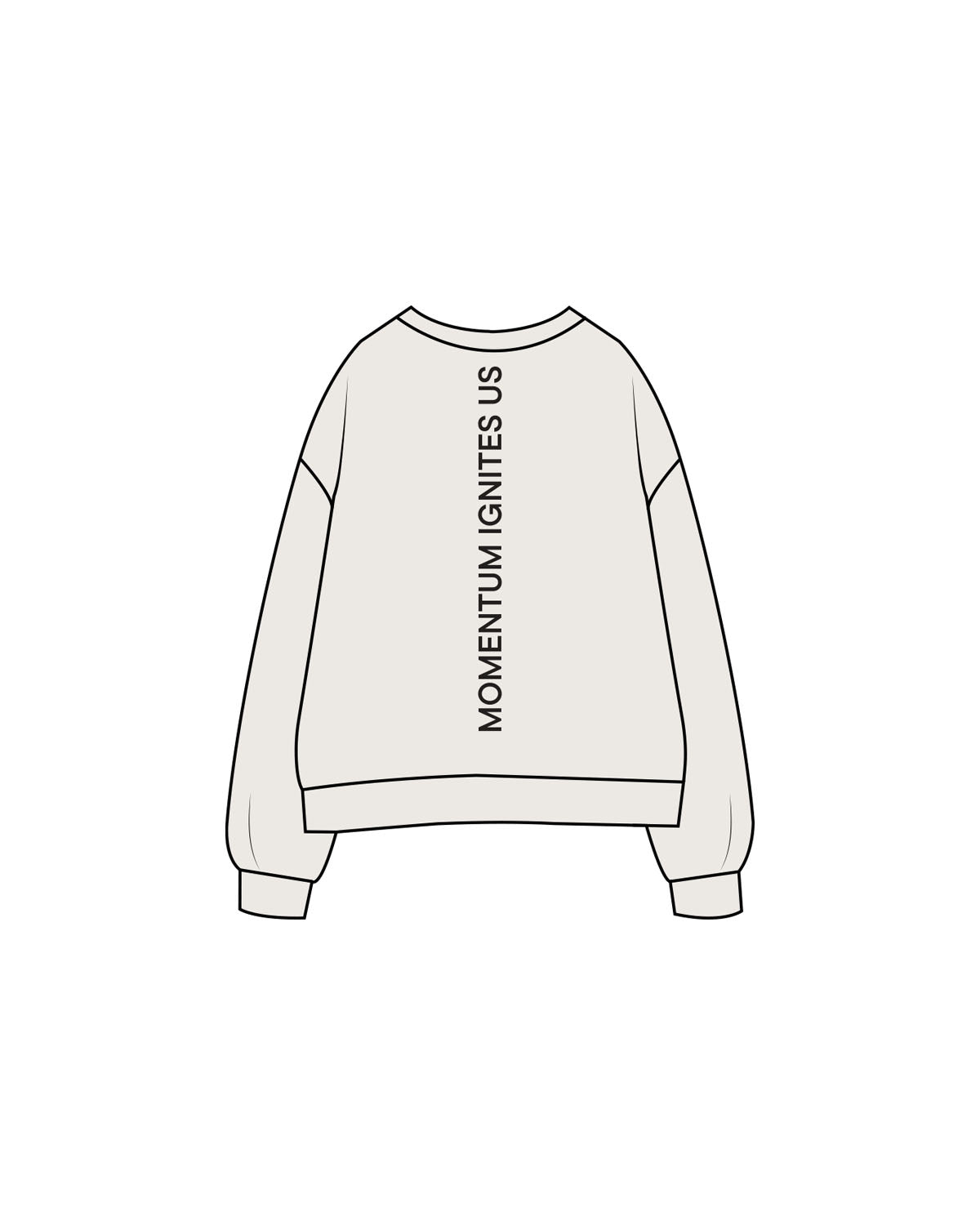 The Womens Crewneck - Bone - Reform Studios - Left Chest & Back Vertical - Printed - Black