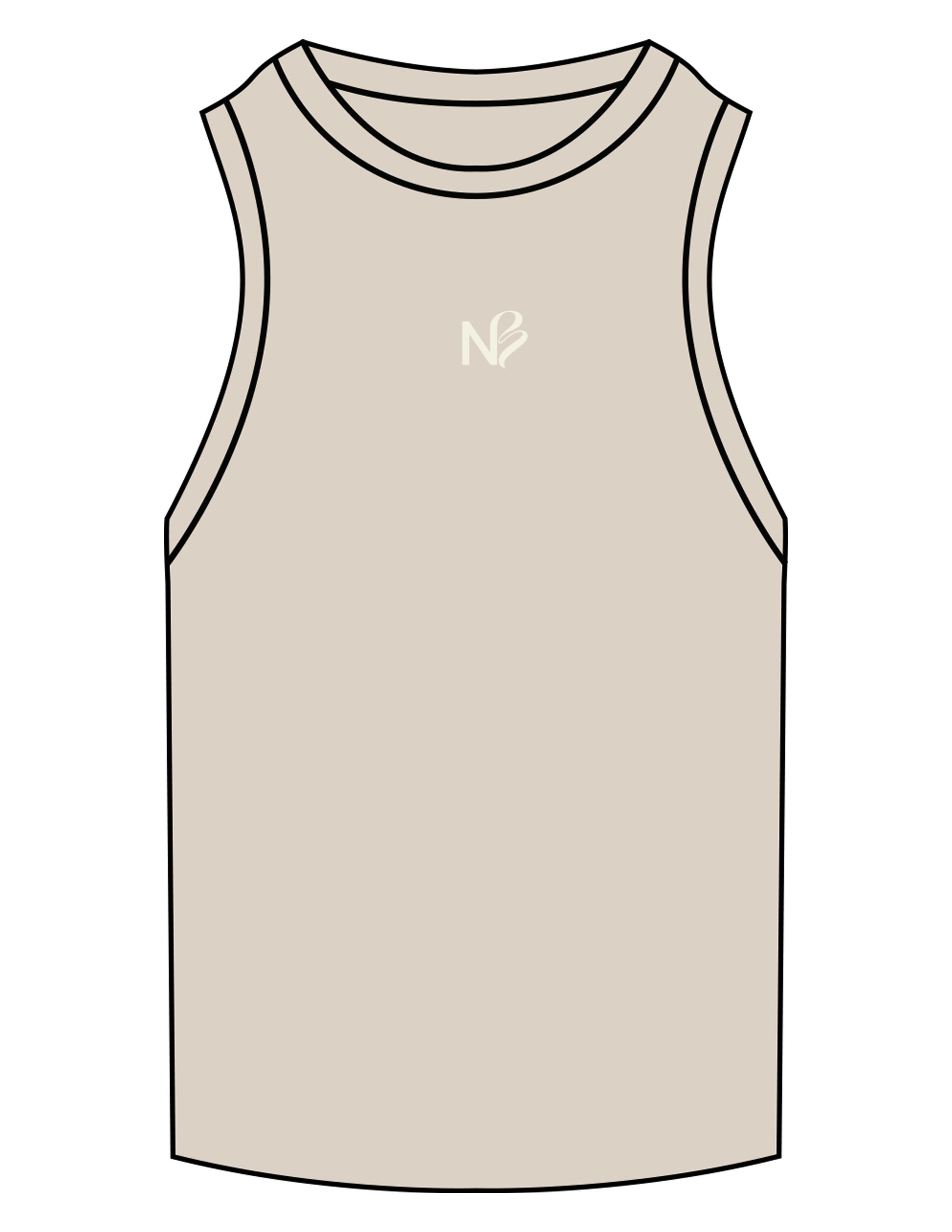 The Ribbed Full Length Tank - Bone - Neighborhood Barre - Center Chest "NB" - Embroidered - Warm White