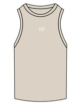 The Ribbed Full Length Tank - Bone - Neighborhood Barre - Center Chest "NB" - Embroidered - Warm White